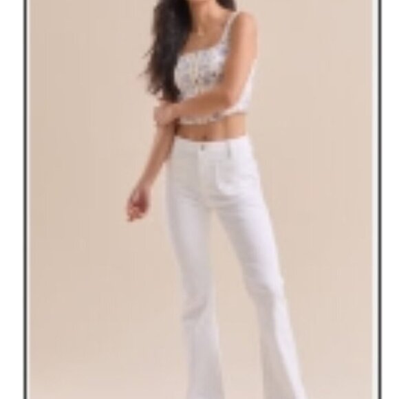 Altered State Emberly White Front Pocket Flare Jeans Sz Small - Picture 2 of 14